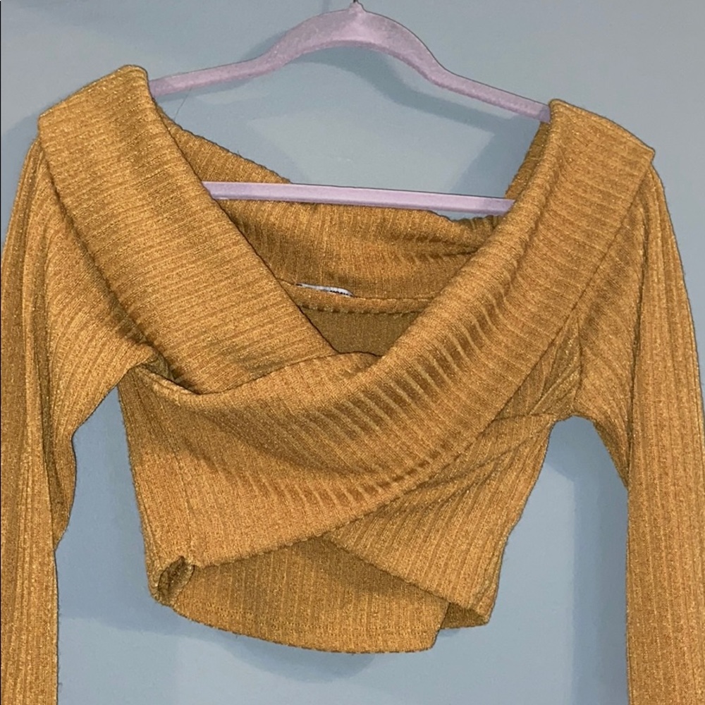 Long sleeve crop sweater, mustard, fashion nova